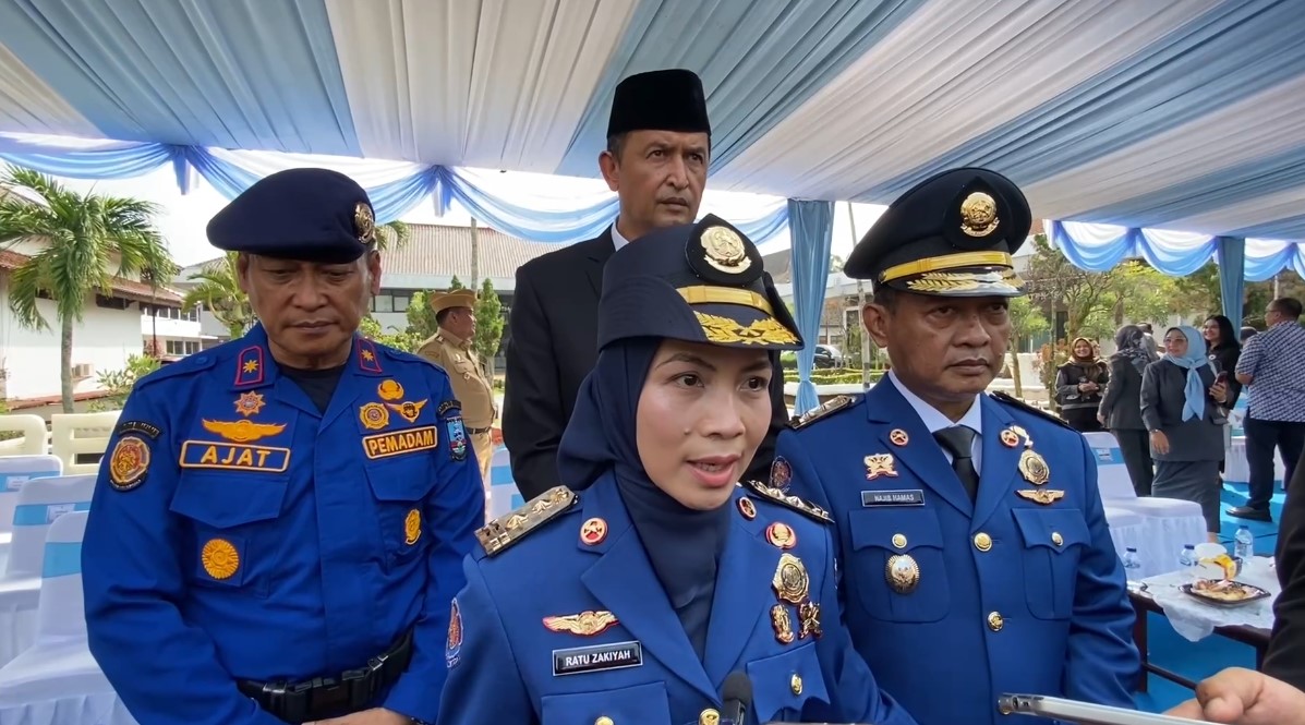 Bupati Serang, Ratu Rachmatuzakiyah usai memperingati Hari Ulang Tahun ke-107 Pemadam Kebakaran (Foto: Bantentv.com/ Riki)