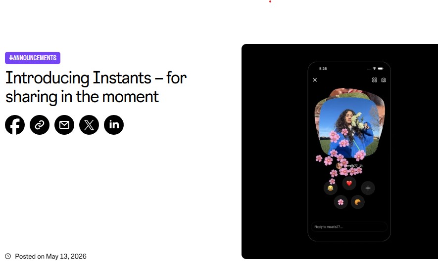 FItur baru Instagram, Instants (Foto: about.instagram)