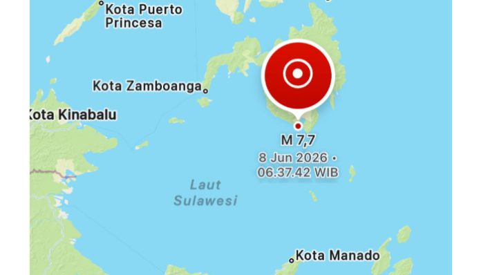 Gempa magnitudo 7,7 terjadi di Manado (Foto/BMKG)