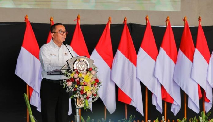 Menteri Pendidikan Tinggi, Sains, dan Teknologi (Mendiktisaintek) Brian Yuliarto saat Pembekalan Intelektual Birokrasi bagi Siswa Latsarmil Komcad ASN Kementerian/Lembaga Gelombang I Tahun Anggaran 2026. (Foto: Kemdiktisaintek RI)