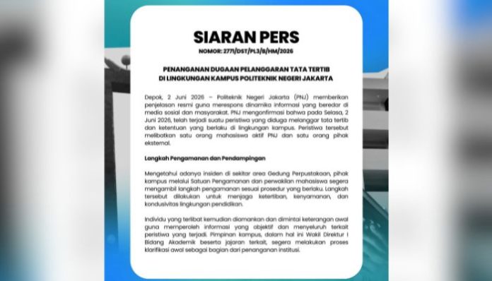Siaran pers Politeknik Negeri Jakarta (Foto: Instagram/ politekniknegerijakarta)